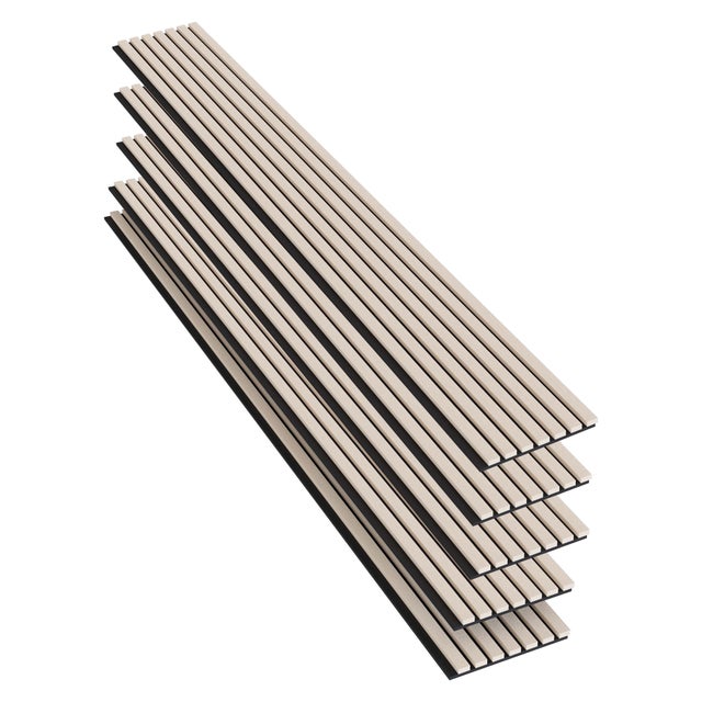 Lot de 5 - Ep. 21mm - 260 x 30cm - Chêne naturel - Panneaux muraux acoustiques, feutrine noire, by Ocean