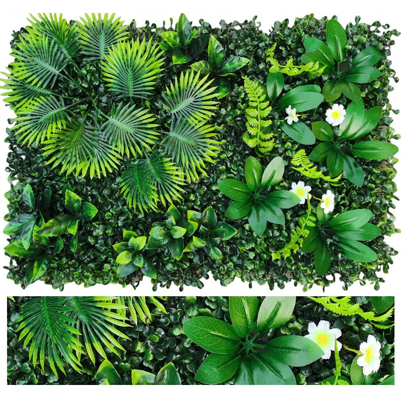 Sztuczna ściana roślinna, sztuczny żywopłot, ogrodzenie zapewniające prywatność z ochroną UV, tło z sztucznej zieleni, 60 cm x 40 cm