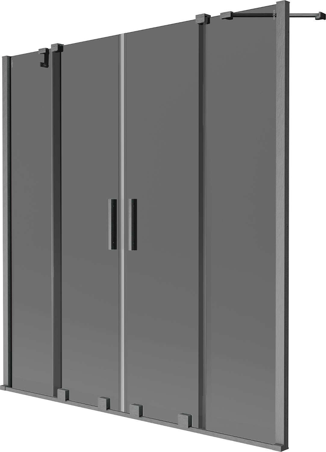 Mexen Velar Duo parawan nawannowy 2-skrzydłowy rozsuwany 140 x 150 cm, grafit, gun gray szczotkowany - 896-140-000-42-66