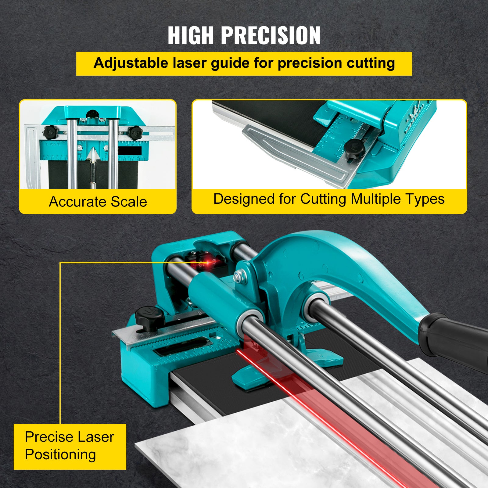 Coupe-carrelage manuel 24 pouces,SucceBuy doubles rails et supports avec guide laser précis,capacité de coupe 3/5 po,outils de coupe de précision - 6