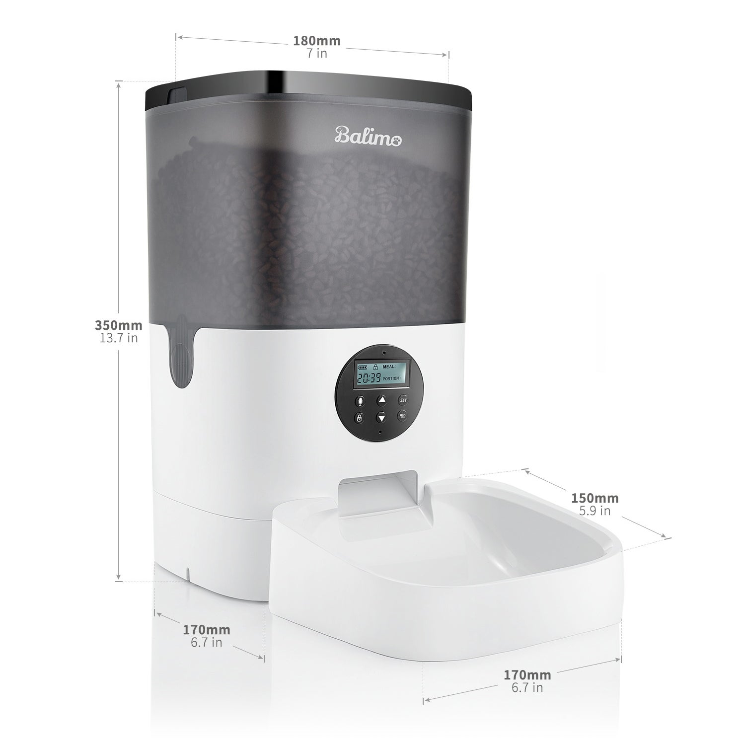 Balimo 4L Distributeur de Croquettes pour Chats/Chiens,avec Adaptateur ...