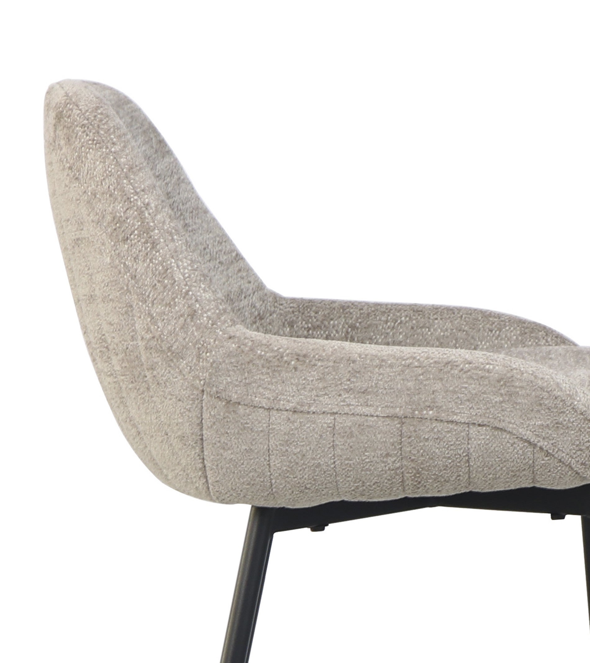 Pack de 2 taburetes CASPI para mesas altas y barras tapizados en tela suave con respaldo en color Beige y patas Negras - 7