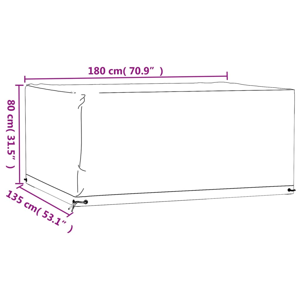 Funda para muebles de jardín 8 ojales rectangular 180x135x80 cm CFW78188 - 9