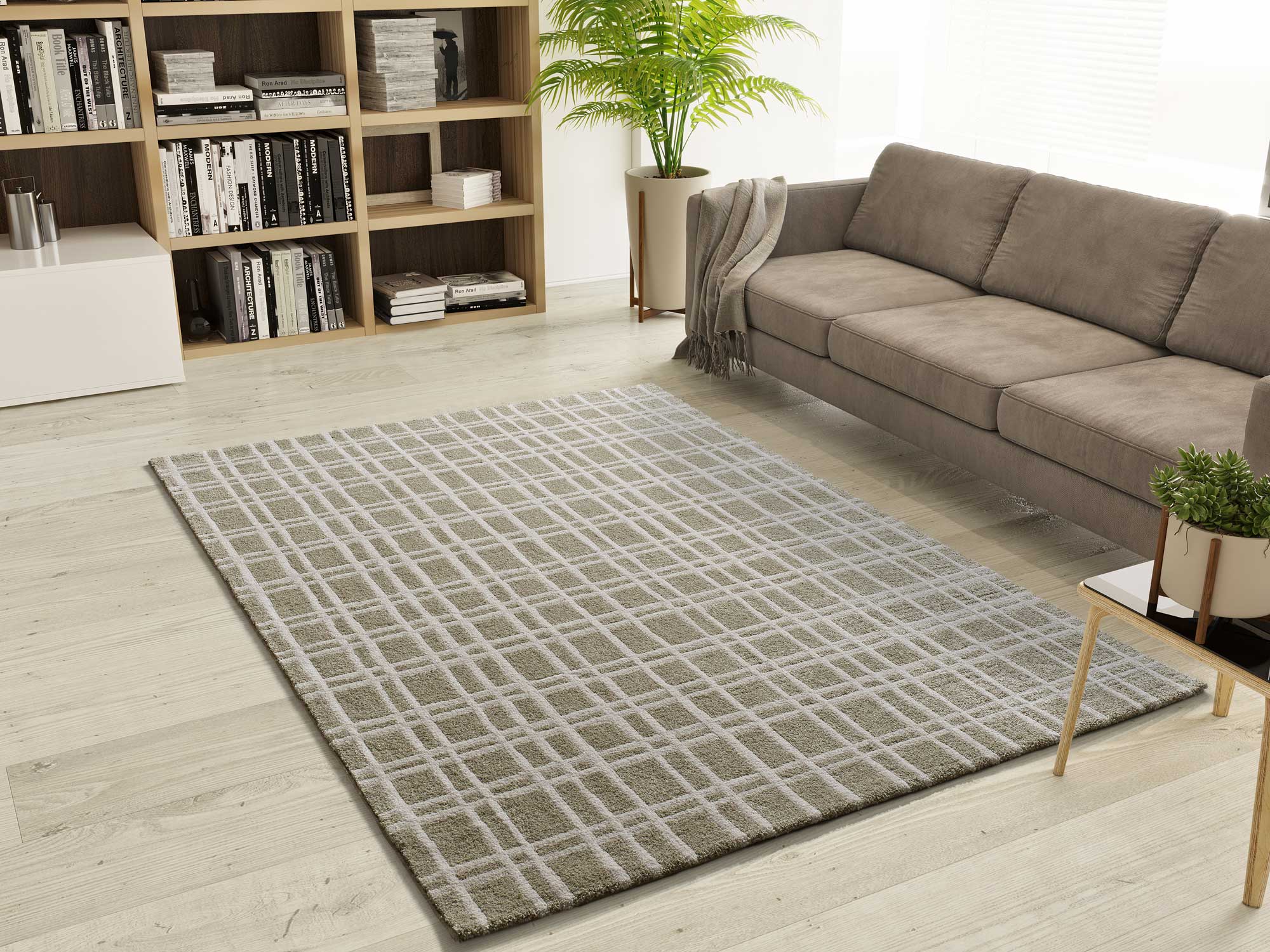 Alfombra interior verde rectangular 160 x 230 cm caledonia escandinavo - atticgo