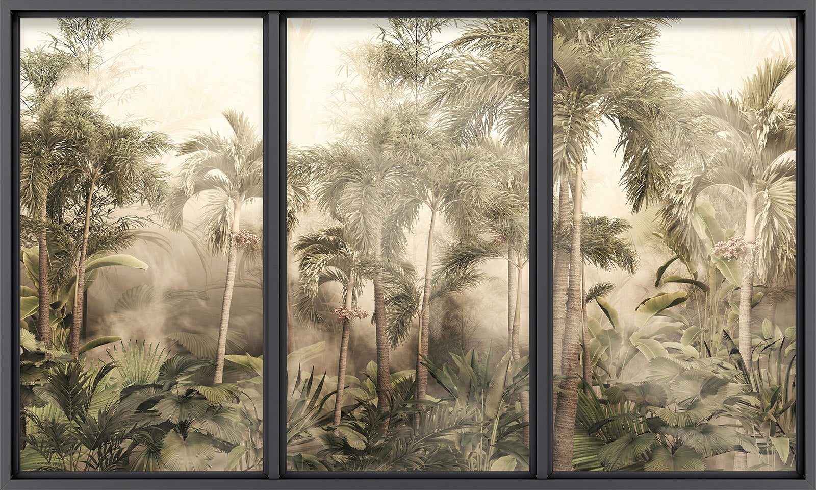 Papier peint panoramique Trompe l'oeil baie vitrée - Jungle - Largeur 325 cm x Hauteur 195 cm - 2