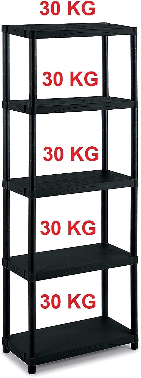 Novaliv 3 Scaffali Per Cesti In Plastica Nera, Impilabili, 58x38x22 Cm, Per Dispensa, Cantina, Frutta, Vino