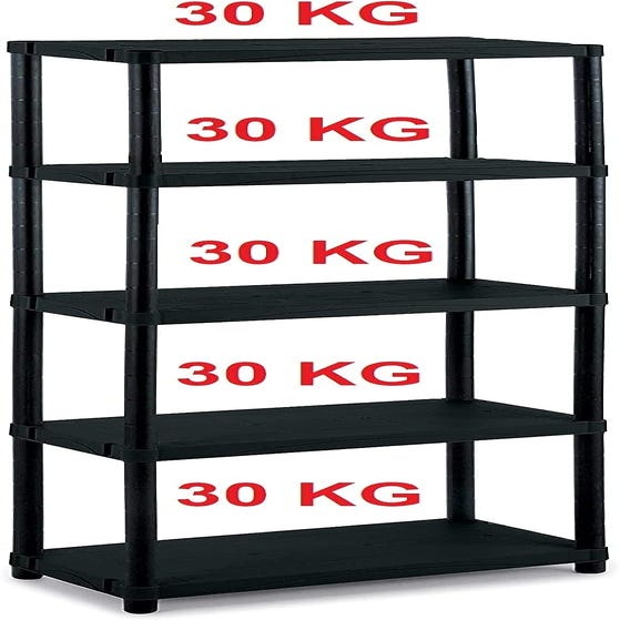 Novaliv 3 Scaffali Per Cesti In Plastica Nera, Impilabili, 58x38x22 Cm, Per Dispensa, Cantina, Frutta, Vino