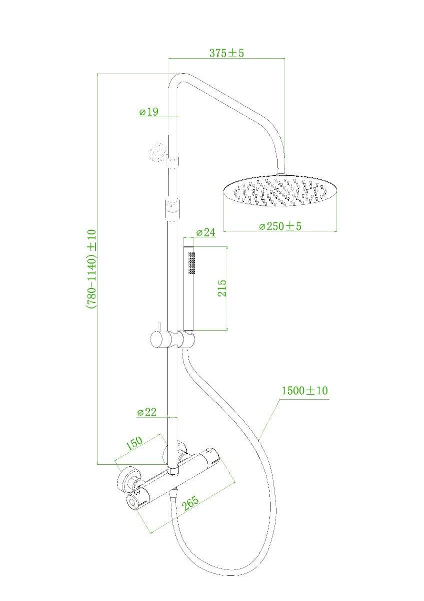 Luisa II colonne de douche thermostatique cuivre brossé - 3