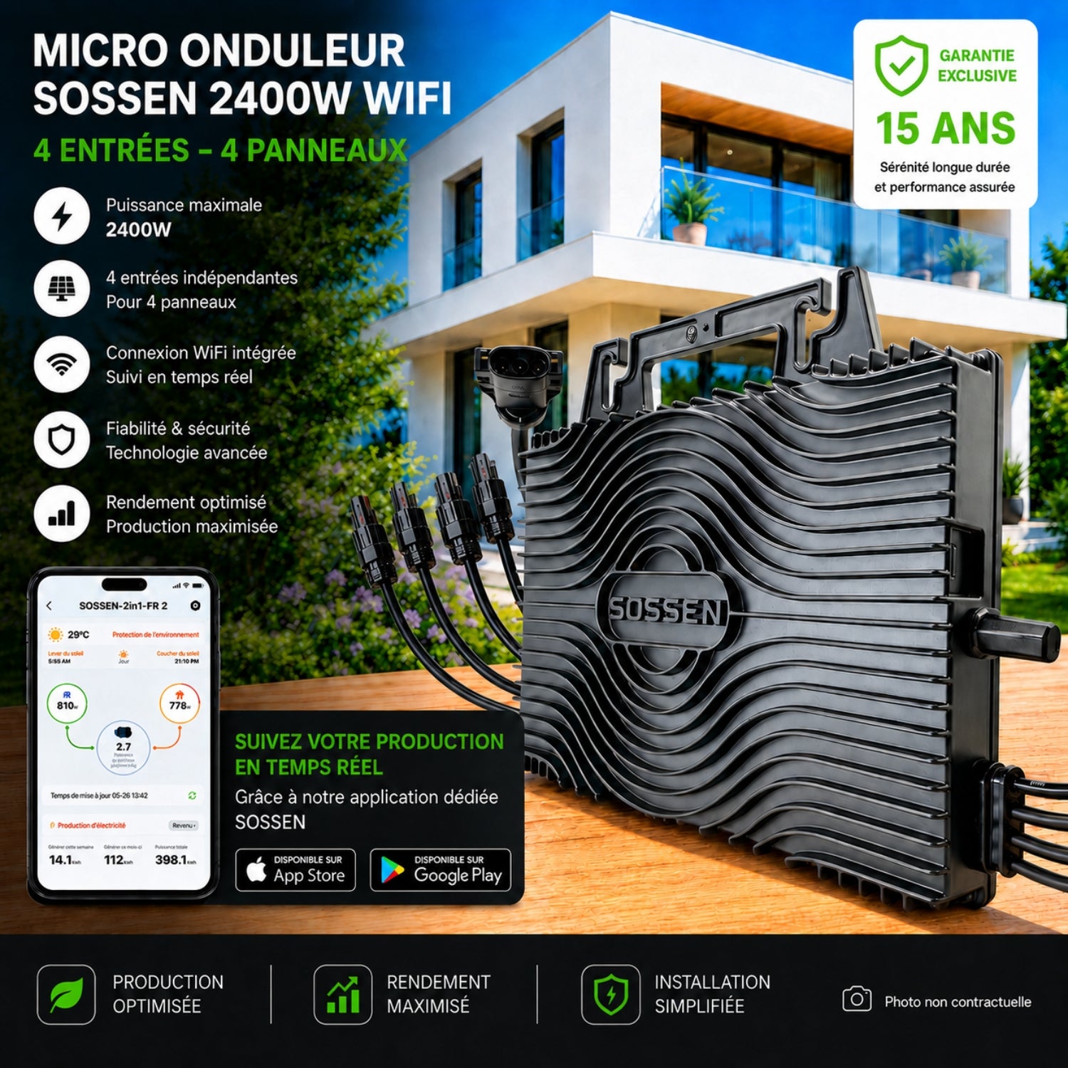Kit solaire 2000Wc DMEGC - Micro-onduleur Sossen - 2
