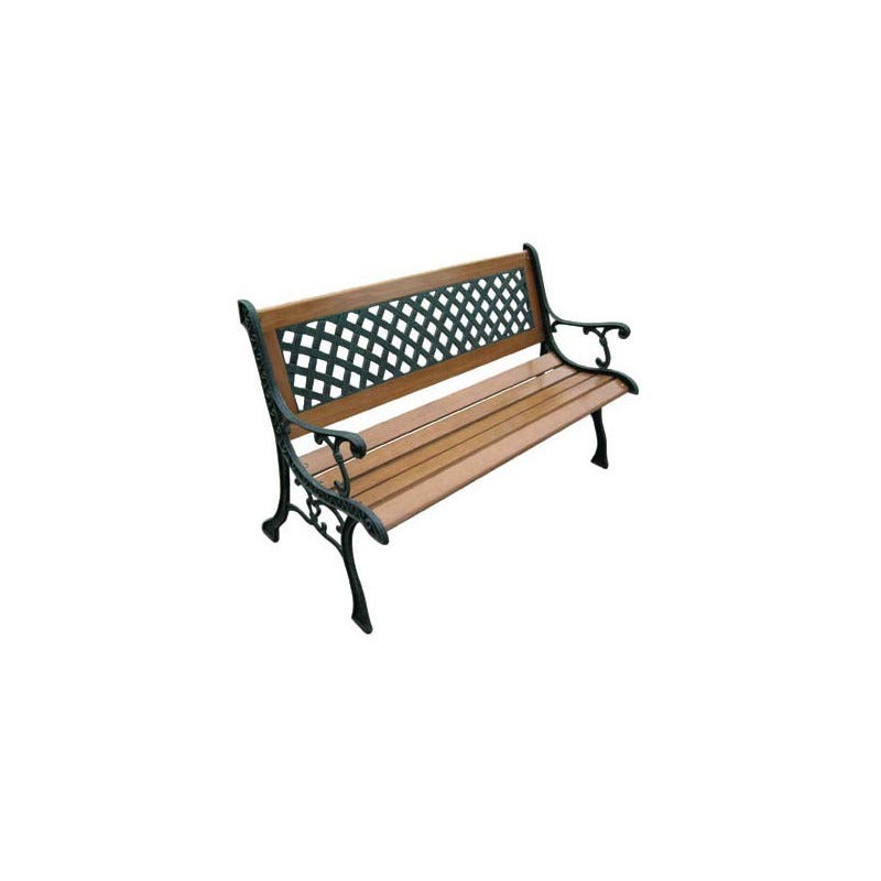 Panchina Da Giardino Estink - Legno E Ferro Battuto, Schienale In PVC, 122x51x73 Cm, Per Esterni - Foto 6