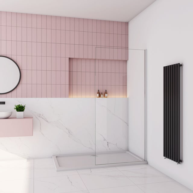Aica Paroi de douche à l’italienne en verre transparant walk-in à l’italienne anticalcaire en hauteur 200cm,largeur 40cm,profilé en chromé