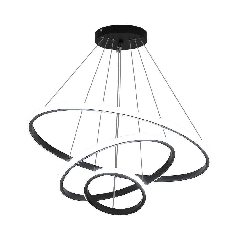 Suspension Lustre LED 76W Aiskdan, Noir, Aluminium, Dimmable, 60*60*85 CM, Pour Salon - 10