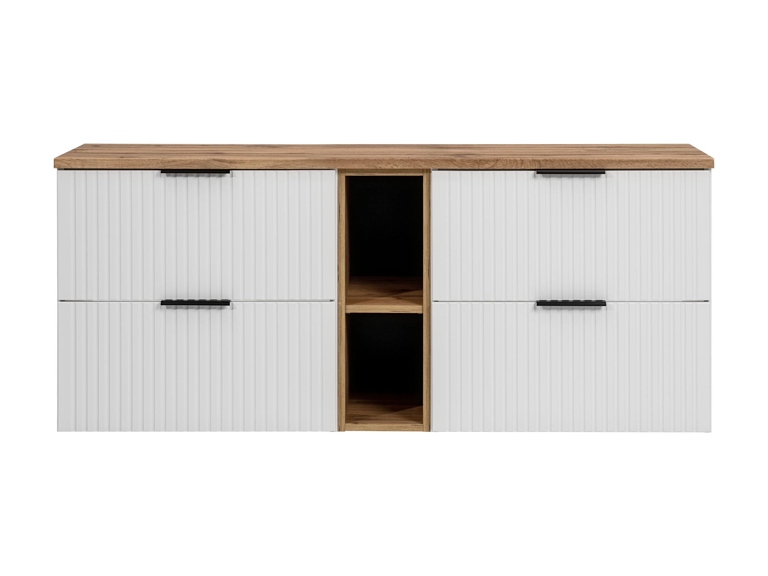 Meuble sous double vasque ADEL BLANC avec l'étagère - extension et plan CHÊNE 140 cm - 3
