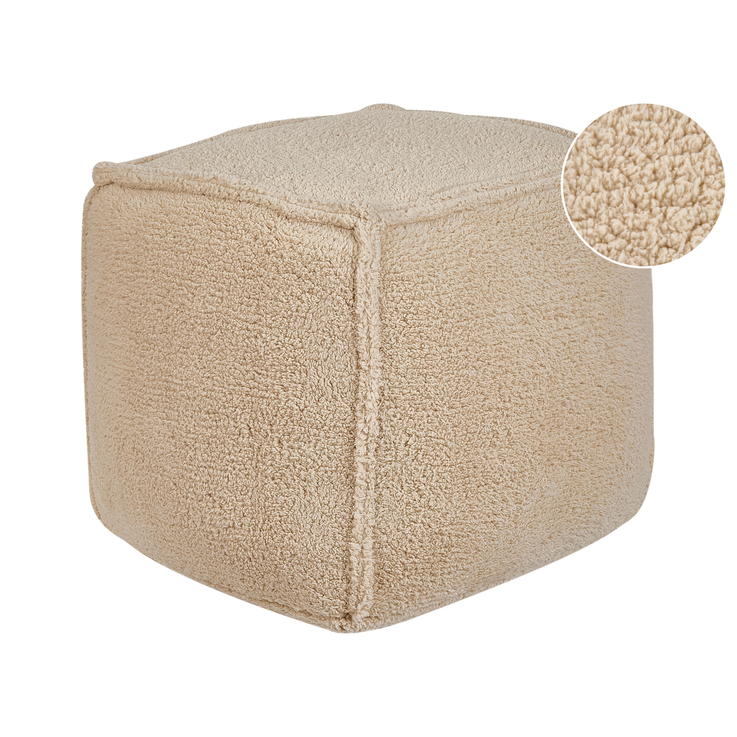Pouf ALIPUR Bouclé Marron clair | Leroy Merlin