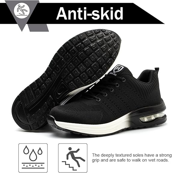 Scarpe antinfortunistiche unisex con punta in acciaio - Antiperforazione, leggere, traspiranti per l'industria e l'edilizia - 4