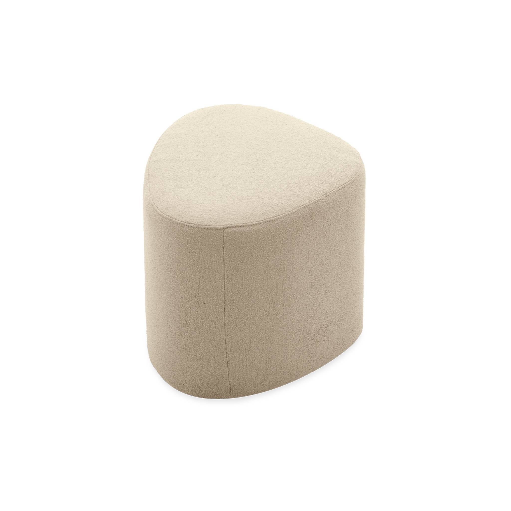 Taburete y puff de tela con forma de guijarro, tao, beige, 60x44x40 cm