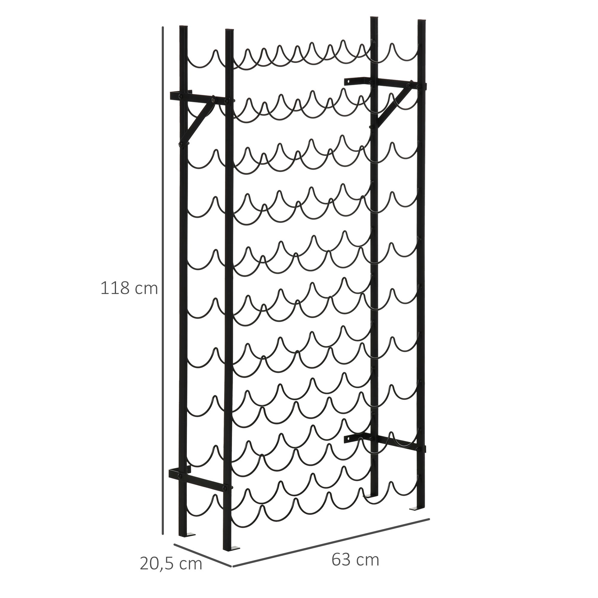 Casier à vin pour 60 bouteilles, porte-bouteilles en métal, 63 x 20,5 x ...