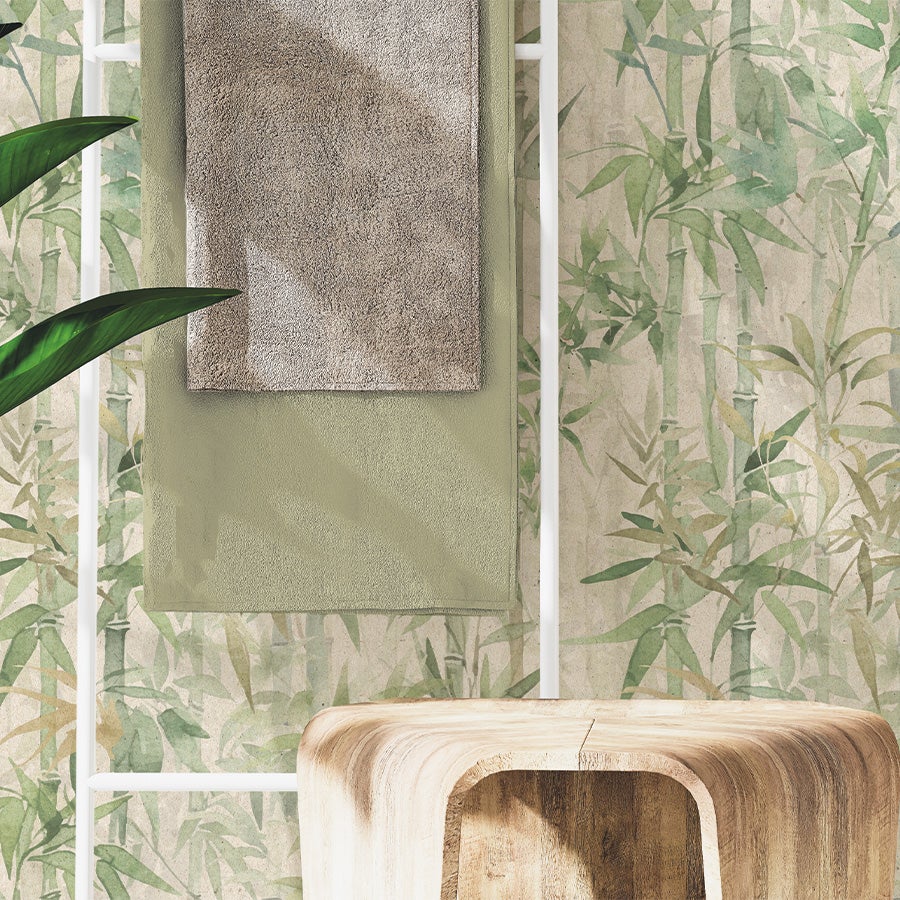 Papel pintado vinílico adhesivo BAMBOO GREEN. Impermeable. Especial cocina y baño. Fácil colocación y limpieza. Case perfecto. 65x280cm - 3