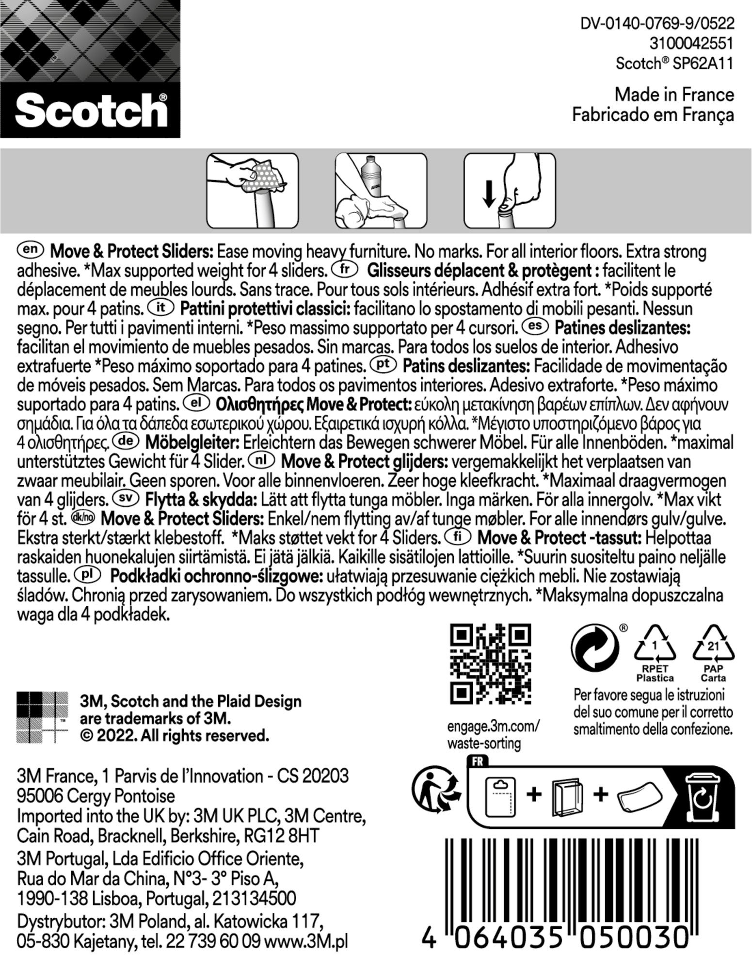 Scotch® Podkładki ochronno - ślizgowe, szare, 40 x 40 mm, 4 szt. - 2