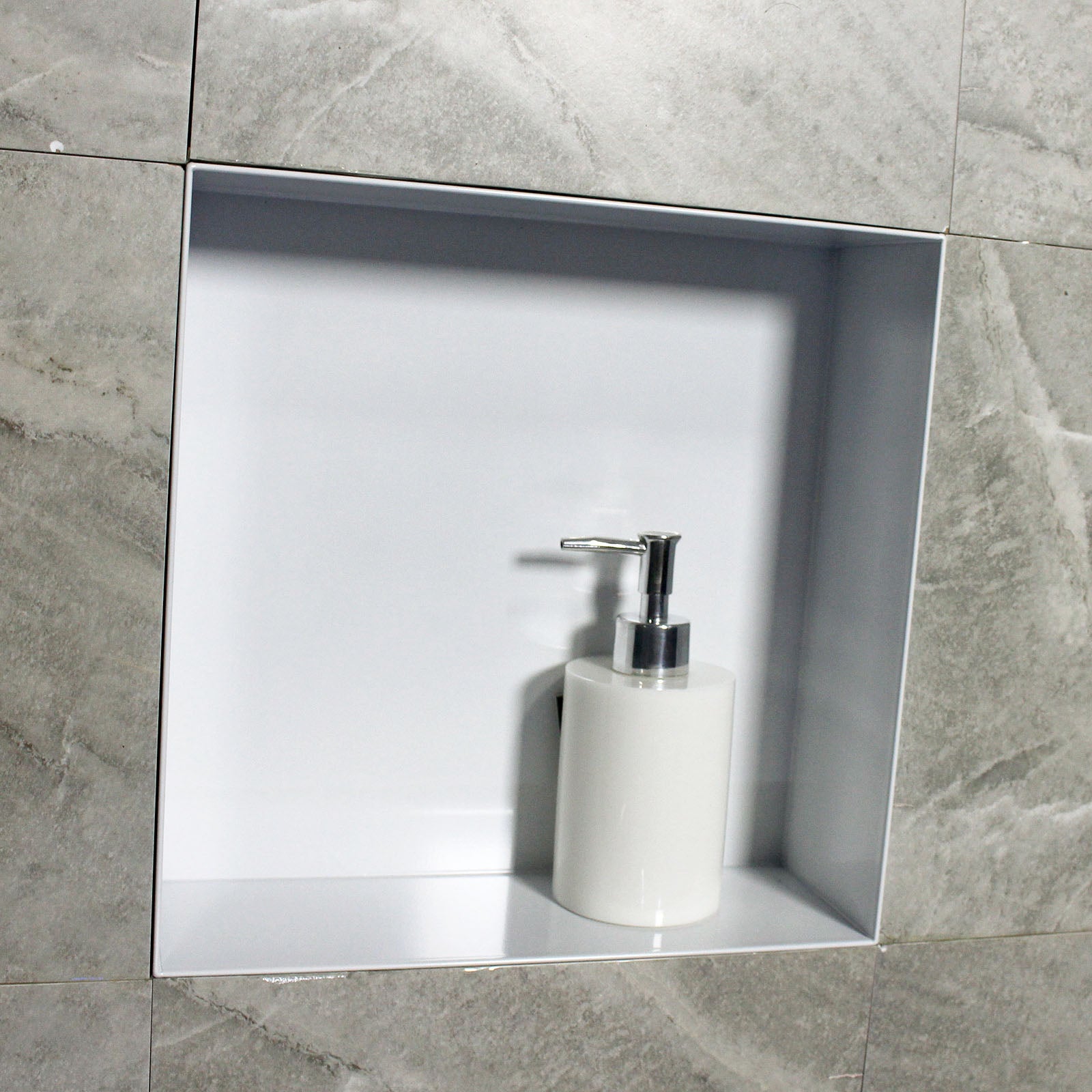 BERNSTEIN - Nicho de duche de parede, prateleira de duche em aço inoxidável, sem rebordo - 30x30x10cm - BS303010 Branco - 4