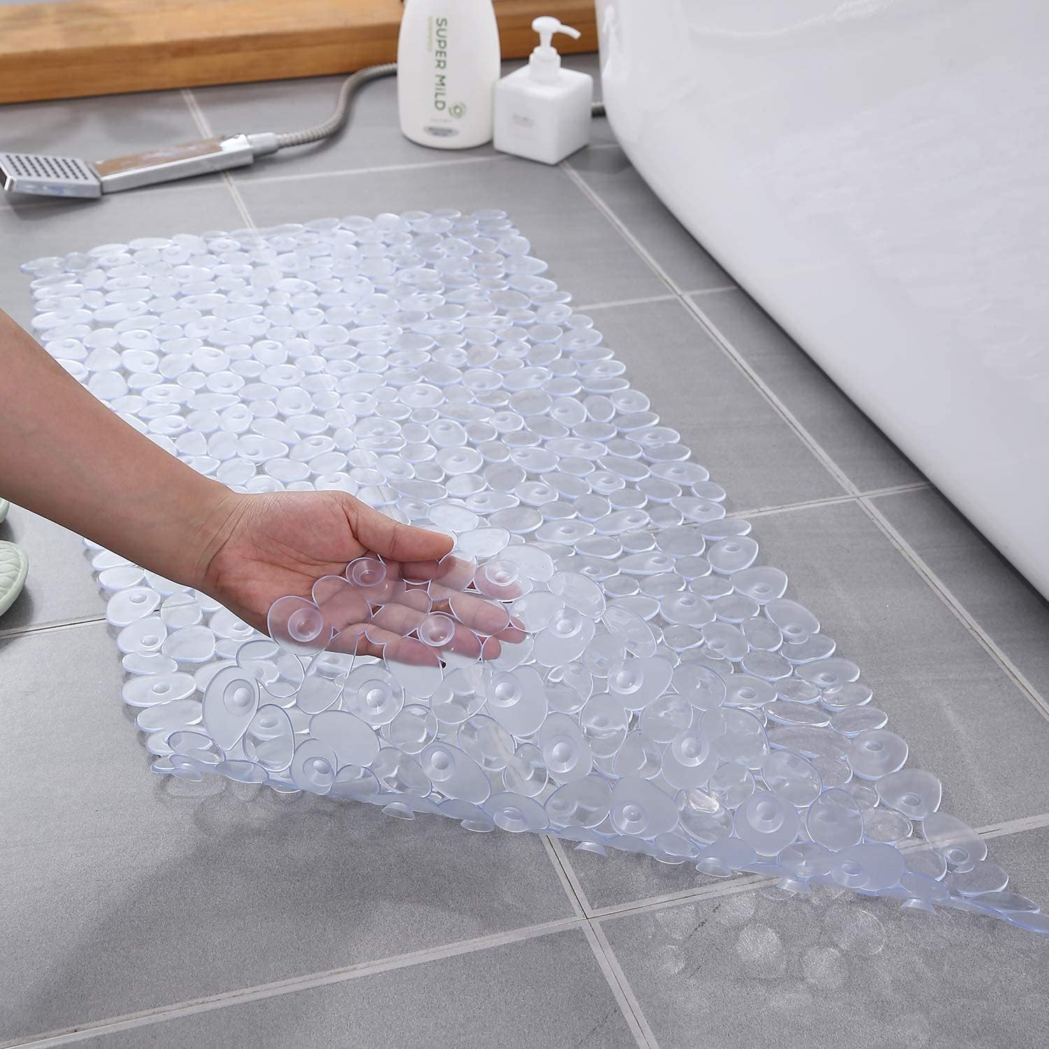 Antypoślizgowa mata łazienkowa z kamykami, antypoślizgowa mata łazienkowa z kamykami, 88*40 cm, kolor przezroczysty