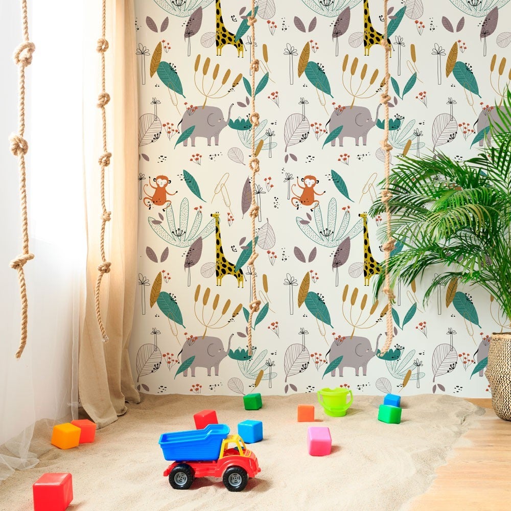 Papel pintado autoadhesivo con tintas eco, y libre de pvc, rollo de 129 x 260 cm selvatico