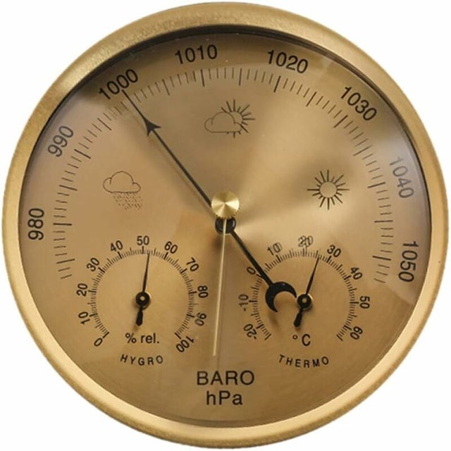 Fenteer - Barometro Analogico Da Parete Per Stazione Meteorologica, Scala 960-1060 HPa, Design Classico In Argento Barometro Per Barca E Casa