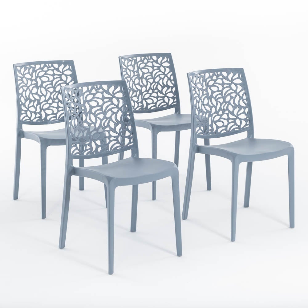 Chaises Empilables Polypropylène Fibre De Verre - Intérieur/Extérieur - Design Moderne - Gris Foncé - Lot De 6