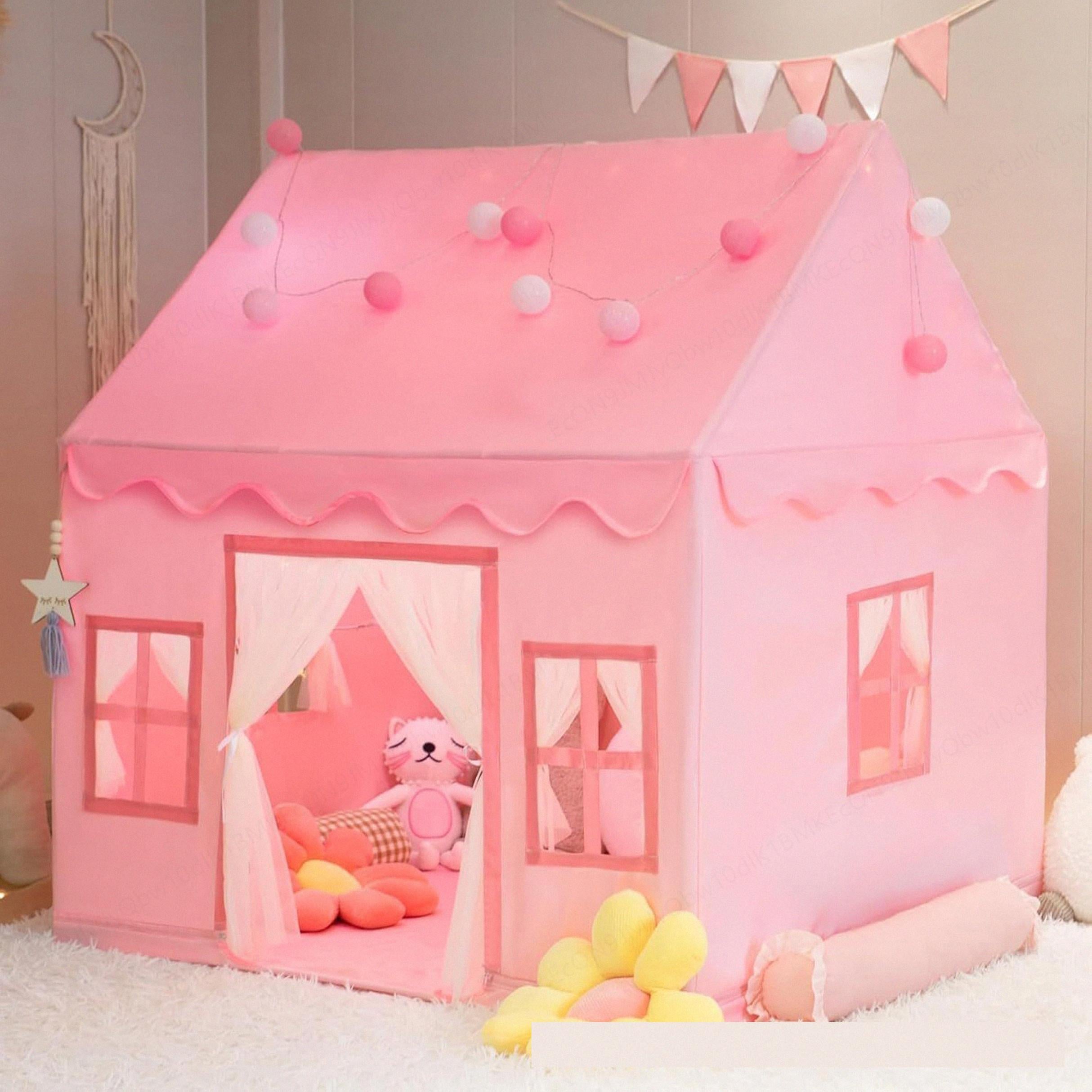 Generique casetta da gioco pieghevole per bambini, tenda da gioco per bambini, castello, rosa
