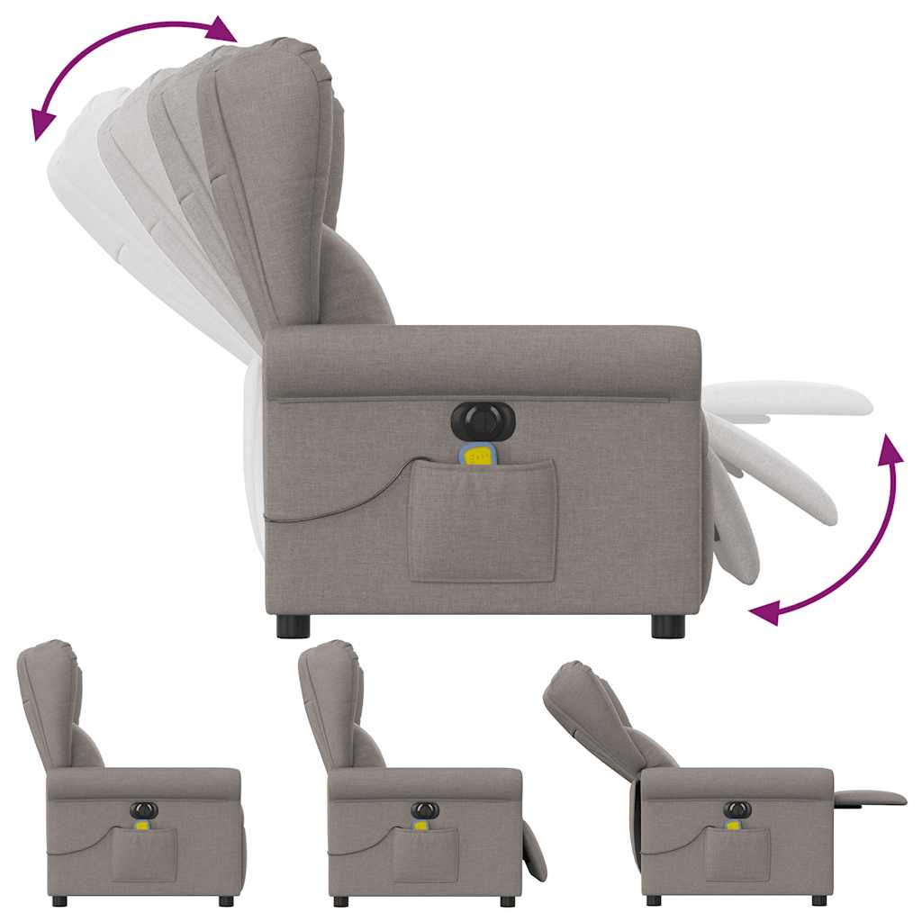 Fauteuil de massage | Fauteuil de relaxation | Chaise de relaxation inclinable électrique Taupe Tissu CFW834685 - 7