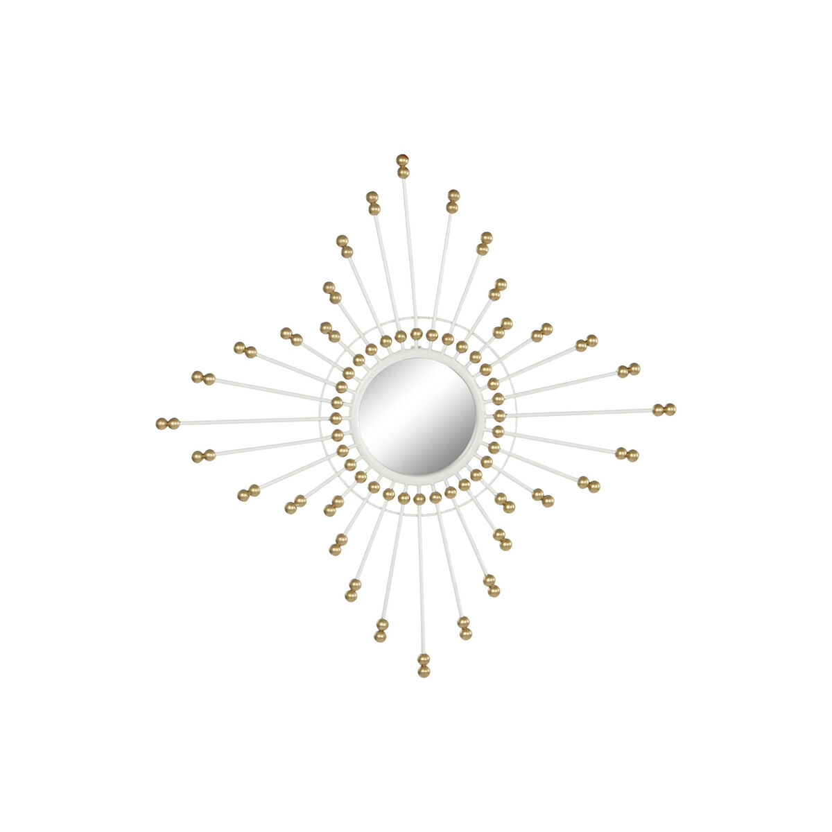 Espejo de pared home esprit blanco dorado metal cristal 80 x 2,5 x 80 cm