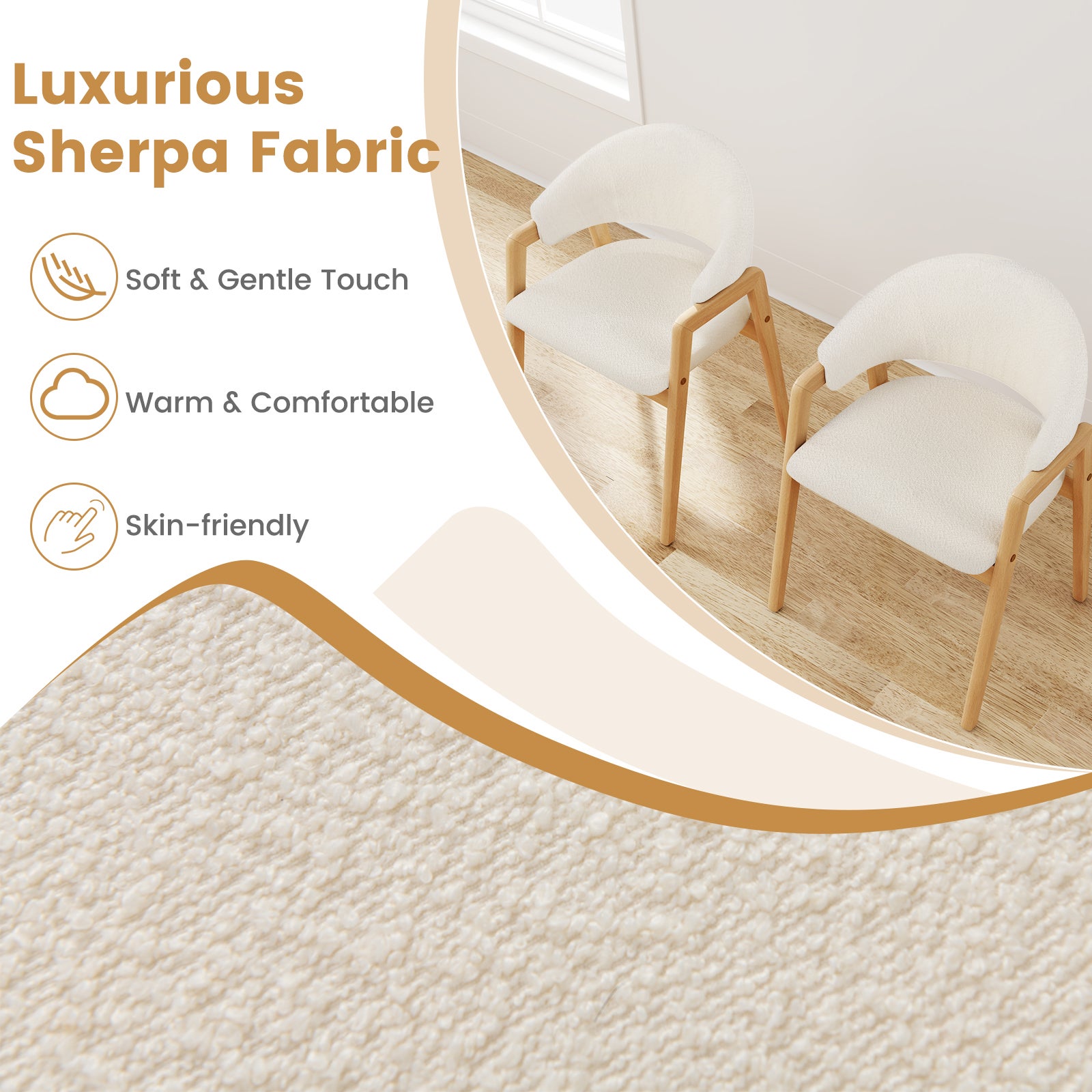 Lot de 2 Chaise de Salle à Manger avec Siège Rembourré et Dossier Courbé, Accoudoir Confortable, Patins Réglables, pour Restaurant, Salon - 6