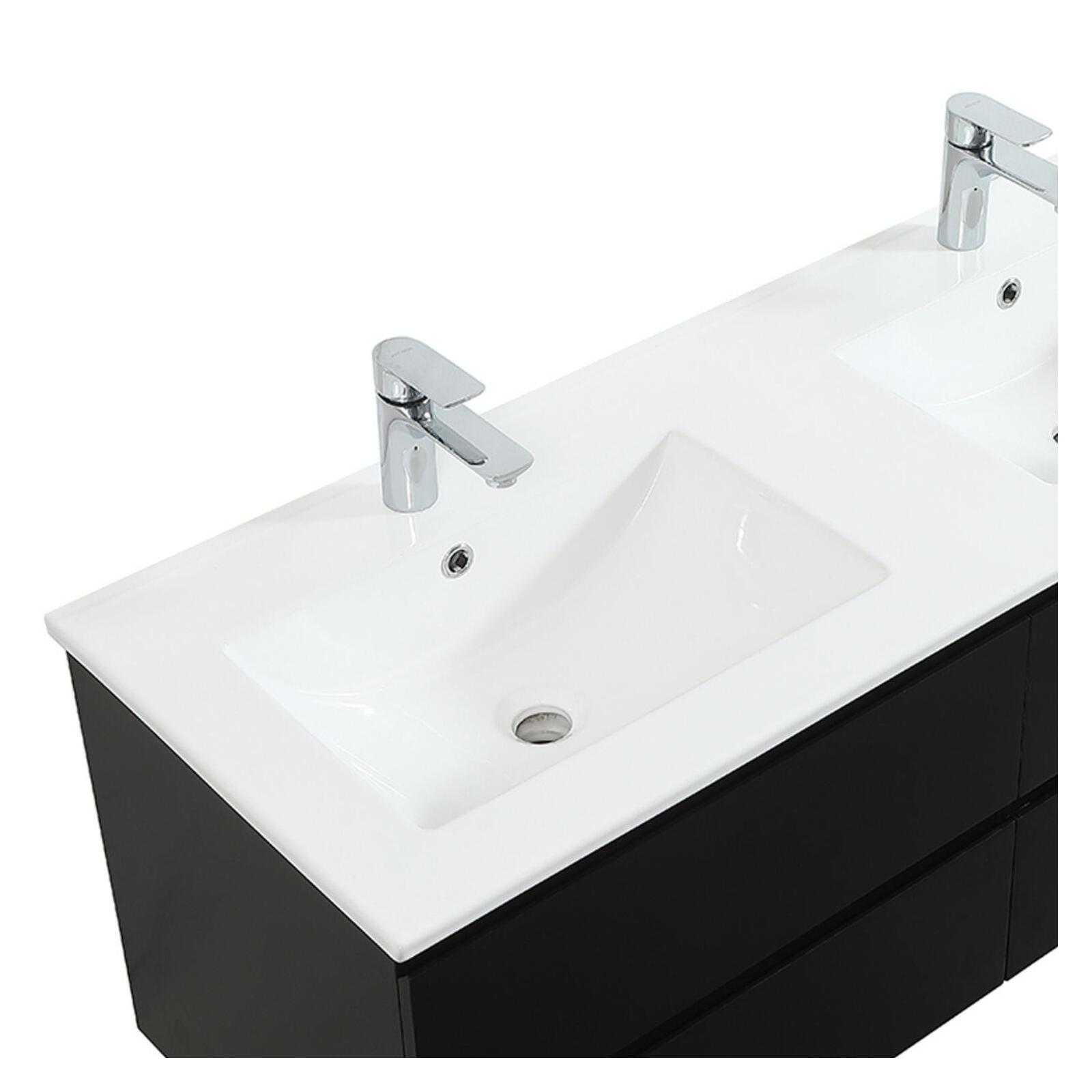 Meuble double vasque SORRENTO suspendu avec plan céramique 120cm - 4