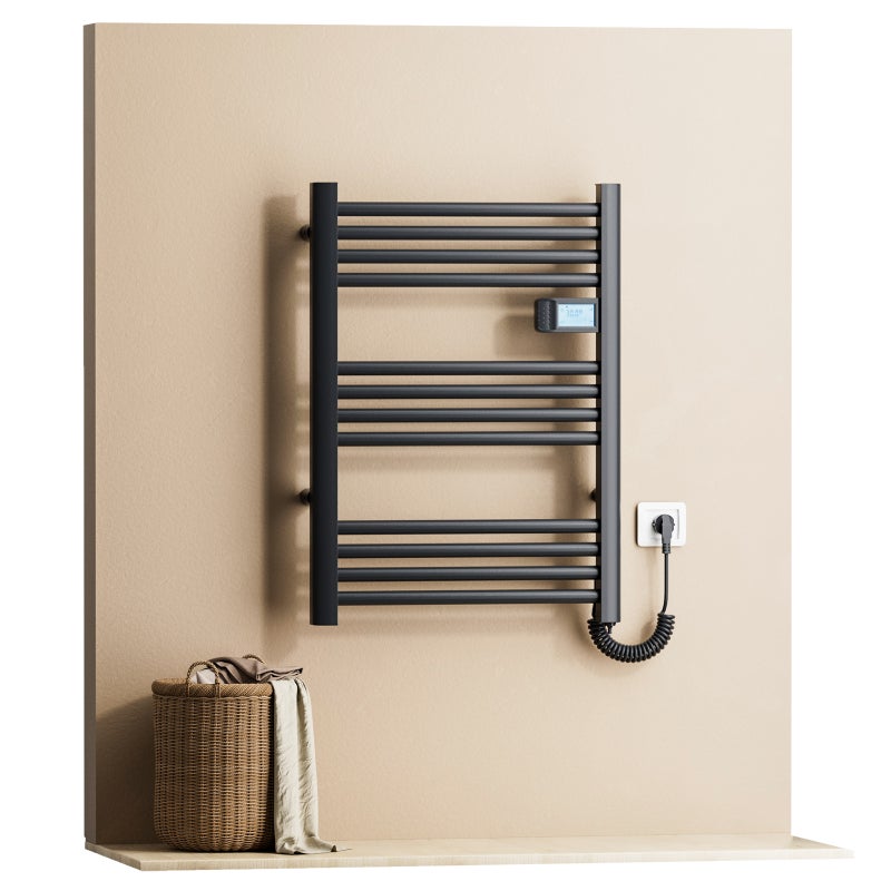 EMKE Grzejnik elektryczny łazienkowy 180W 75x40 cm czarny mat z termostatem, funkcją Antybakteryjną