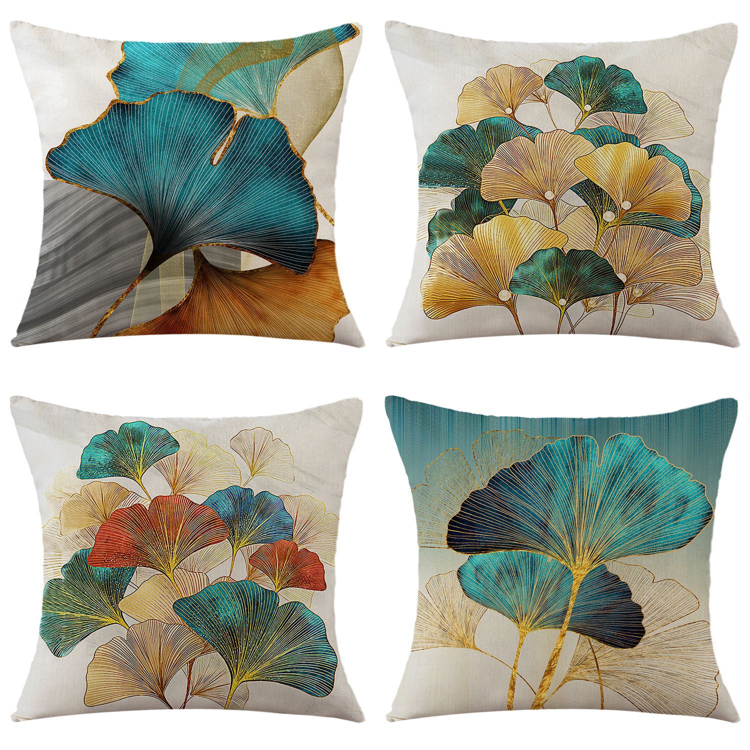 Lot De 4 Housses De Coussin Décoratives 45x45cm - Motifs Automne, 100% Polyester Doux - Pour Salon, Canapé, Déco D'intérieur