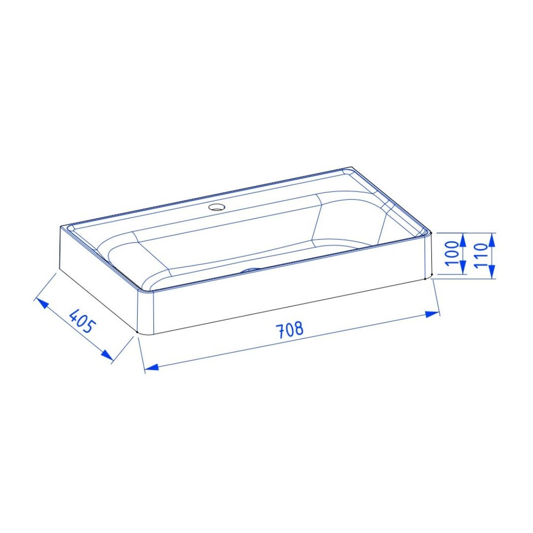 Umywalka wpuszczana MOSS Solid Surface 70 cm biały mat z otw - 2