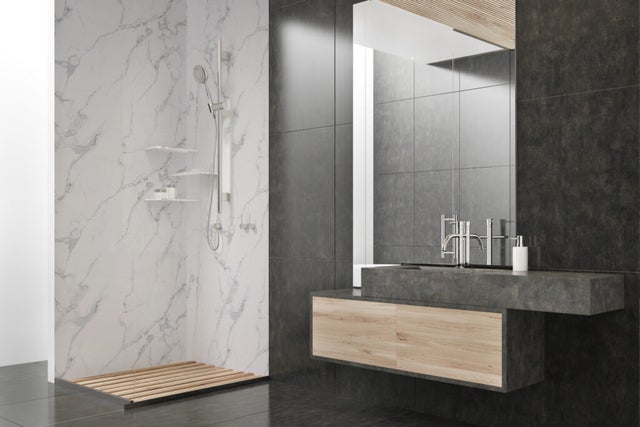 Revestimiento/Placa decorativa de pared PVC efecto Marmol brillo BLANCO CARRARA 2800 x 1220 x 3 mm