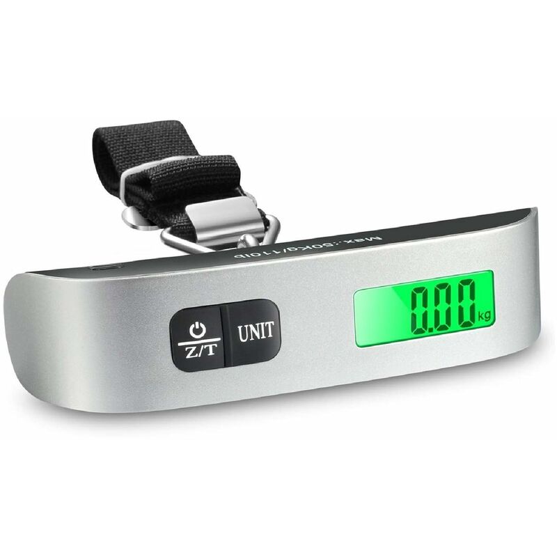 Bilancia Portatile 50 Kg Bilancia Digitale Per Bagagli Da Viaggio - Capacità 50 Kg, Display LCD Retroilluminato, Conversione Kg/lb, Tara, Compatta E Portatile Accendino Antivento