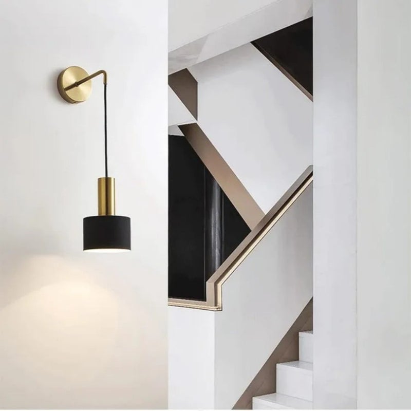 Wewnętrzna lampa ścienna LED, nowoczesna industrialna lampa ścienna, lampka nocna do sypialni, salonu, korytarza, czarna (bez żarówki)