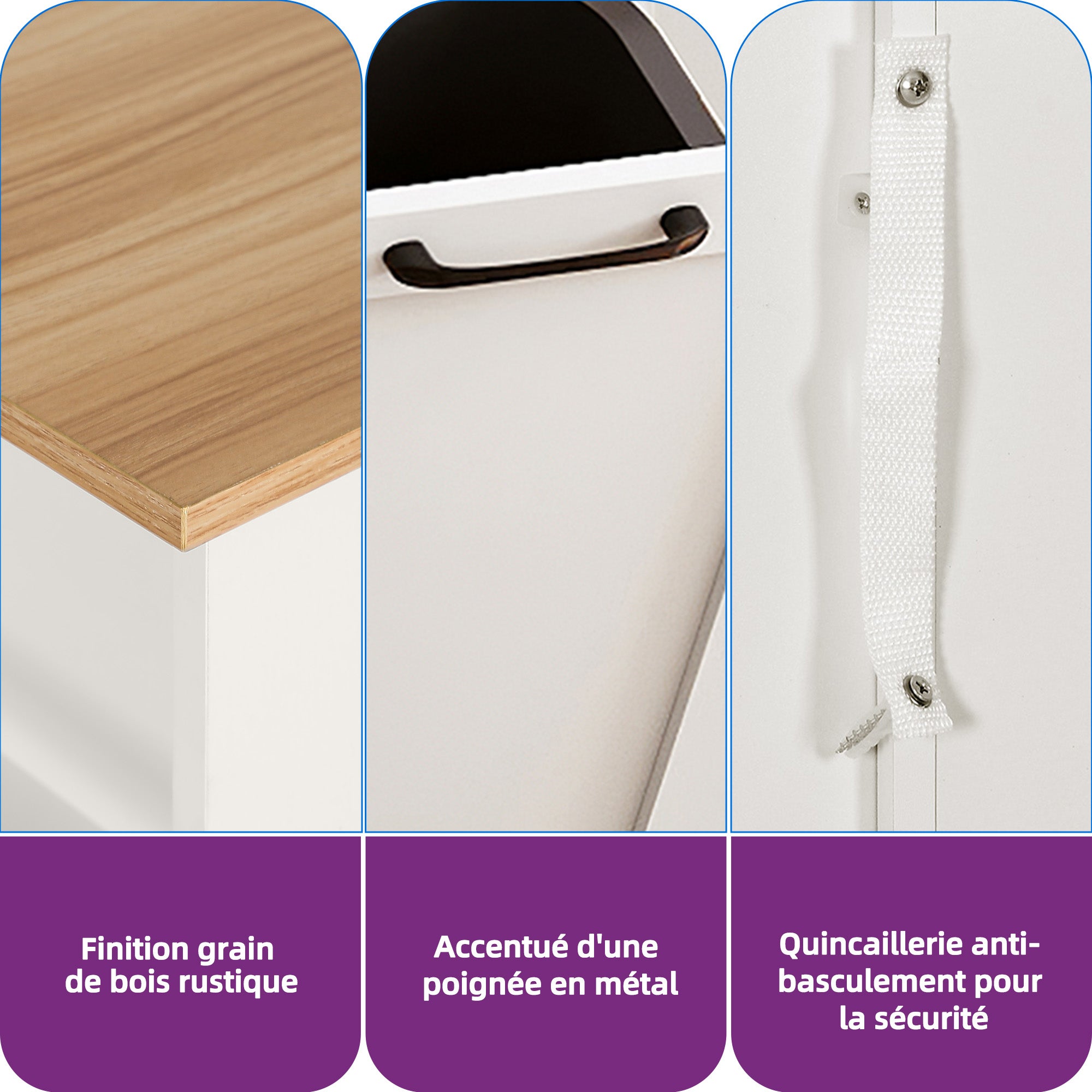 YITAHOME Buffet de cuisine multi-rangement avec Space de Poubelle - 1 Tiroir - Rangement latéral - Blanc - 11