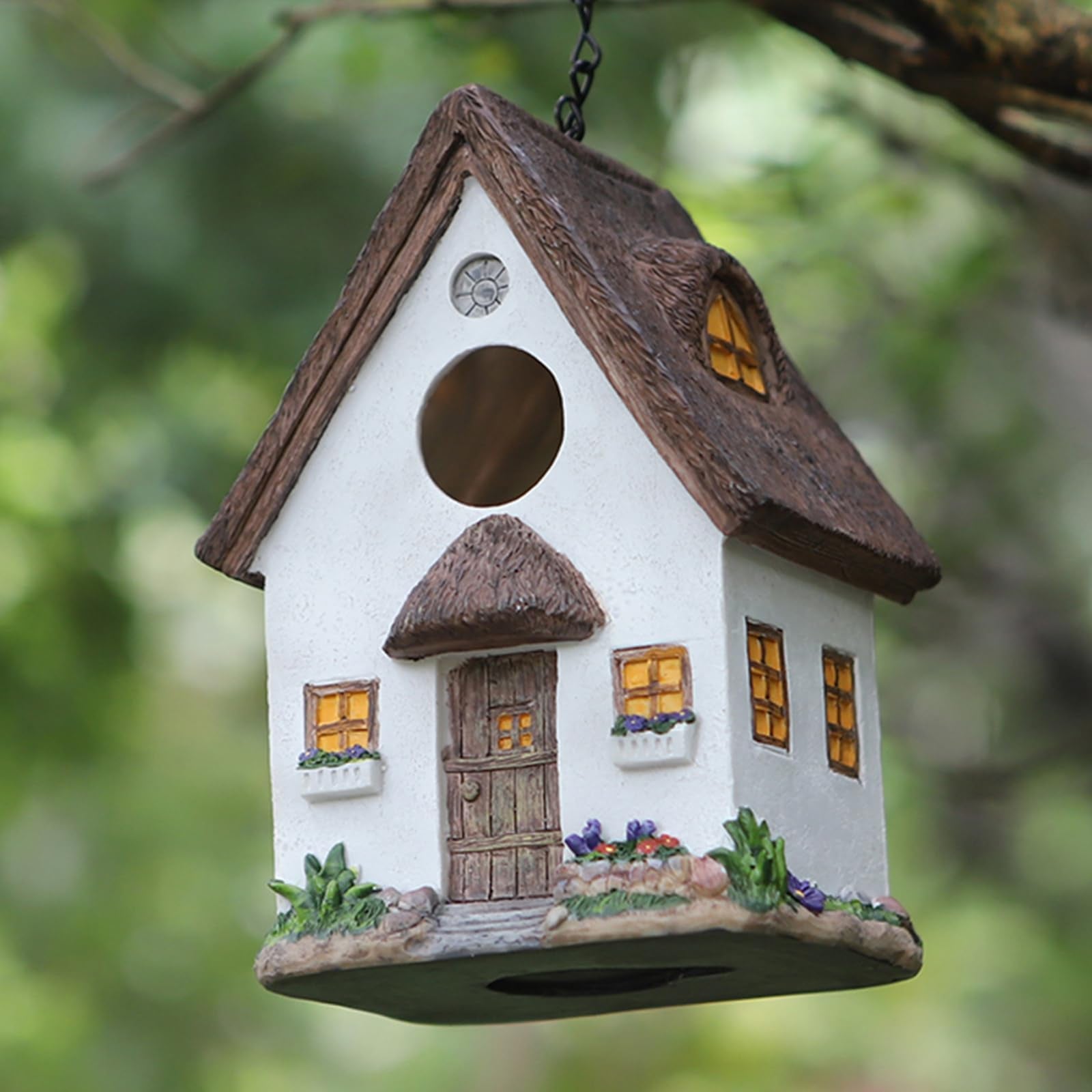 AULEDIO Casa para Aves, Suspensa e Impermeável, Abrigo Durável para Ninhos de Aves Silvestres em Jardins e Quintais (Branca) - 8