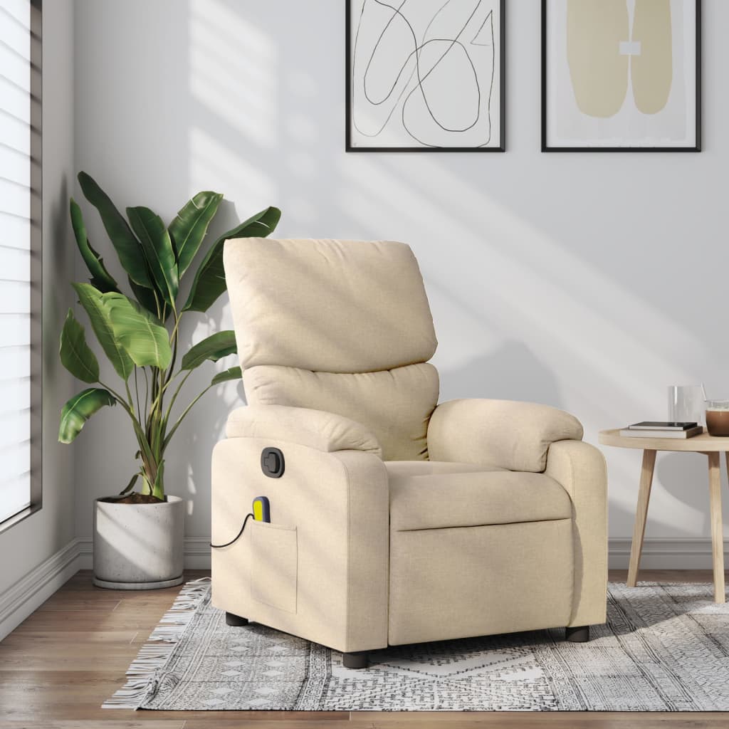Color Creama Sillón reclinable de masaje con tapizado color crema | Leroy Merlin