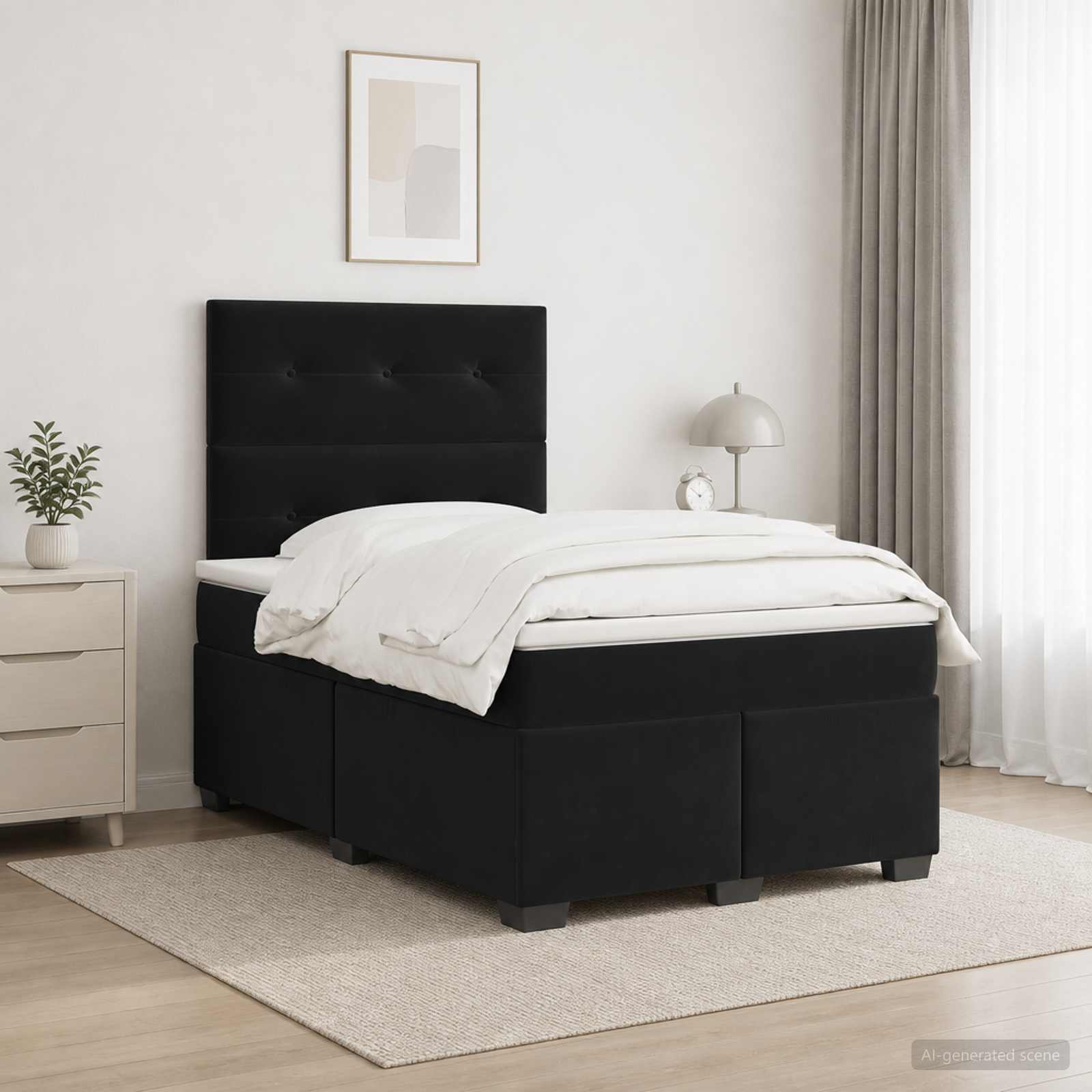 Cama box spring con colchón Negro 120 x 190 cm Terciopelo | Leroy Merlin