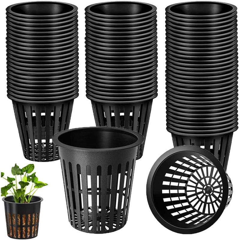 Doniczki hydroponiczne, 50 koszyków hydroponicznych, doniczki z czarnej siatki plastikowej o średnicy 8 cm