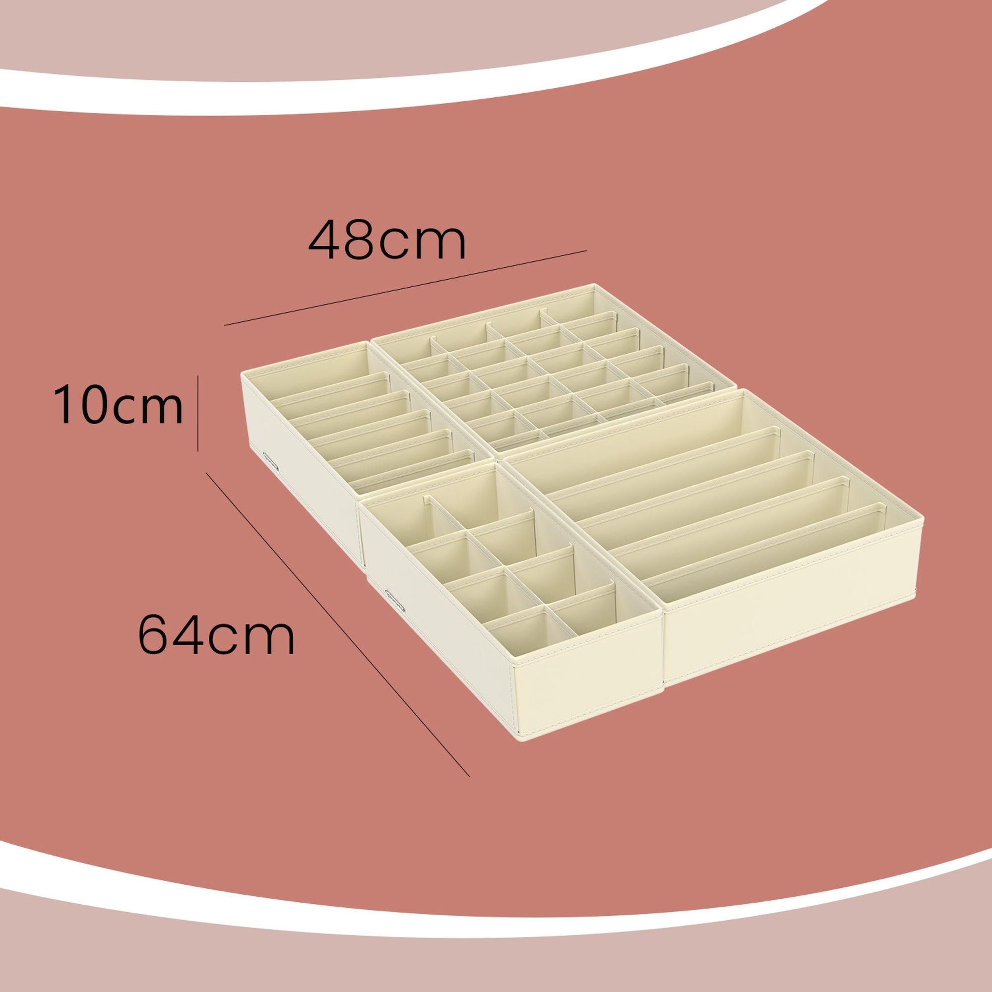 Lot de 8 Séparateurs de Tiroirs, Organiseur de Sous-vêtements Pliables,Boîtes de Rangement en Tissu pour Armoires, Beige - 4