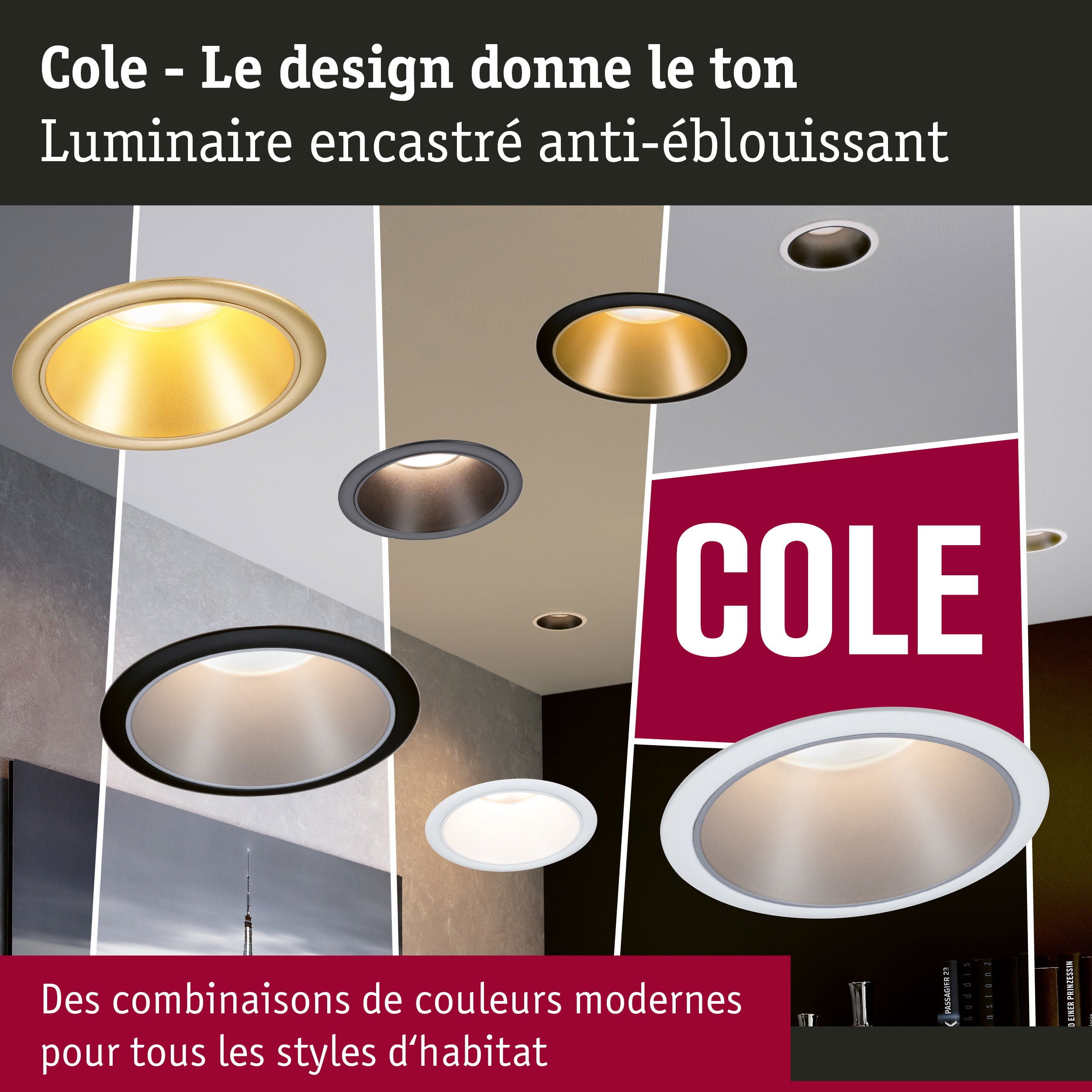 Spot encastré LED 3-Step-Dim Cole Coin Kit de 6 IP44 rond 88 mm Coin 6x6W 6x470lm 230V gradable 2700K Doré mat - 5