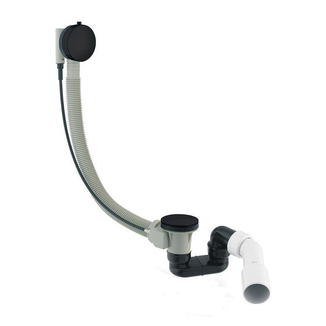Ensemble de vidange de baignoire avec bonde extra-plat en laiton - Noir mat