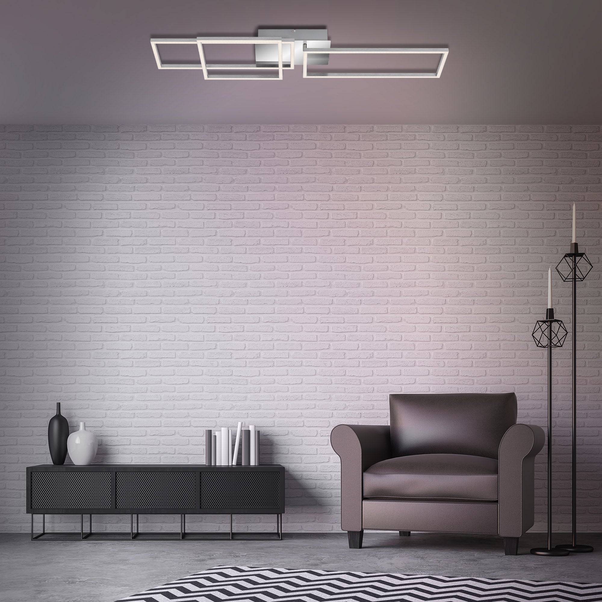 Plafonnier LED BRILONER LEUCHTEN FRAME, 48 W, 3300 lm, IP20, chrome-alu, métal-plastique, intensité lumineuse variable, 92,8 x 26 x 9,6 cm - 8