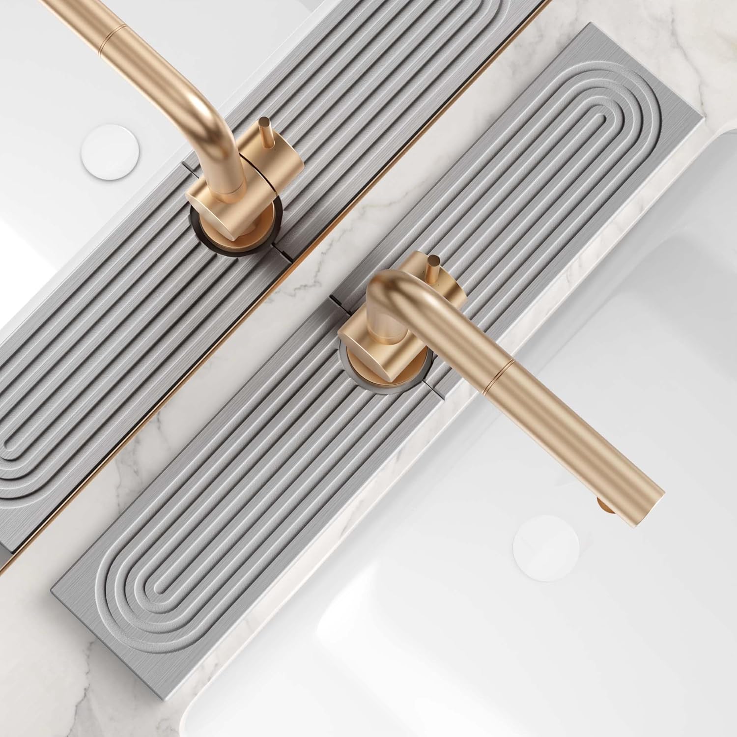 Mata podłogowa z ziemi okrzemkowej, jasnoszara, 60*10*0,9 cm, ochrona przed zachlapaniem na blacie łazienkowym.