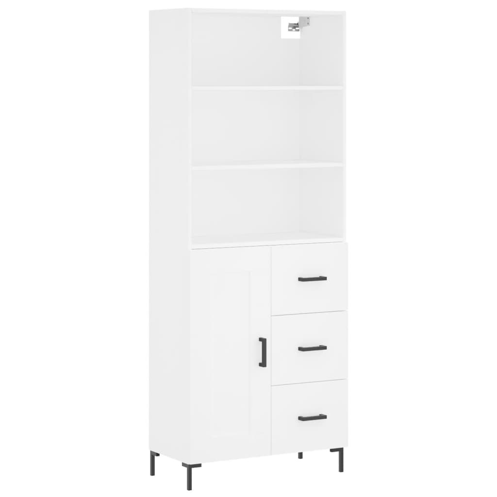 Buffet haut Blanc 69,5x34x180 cm Bois d'ingénierie - 2